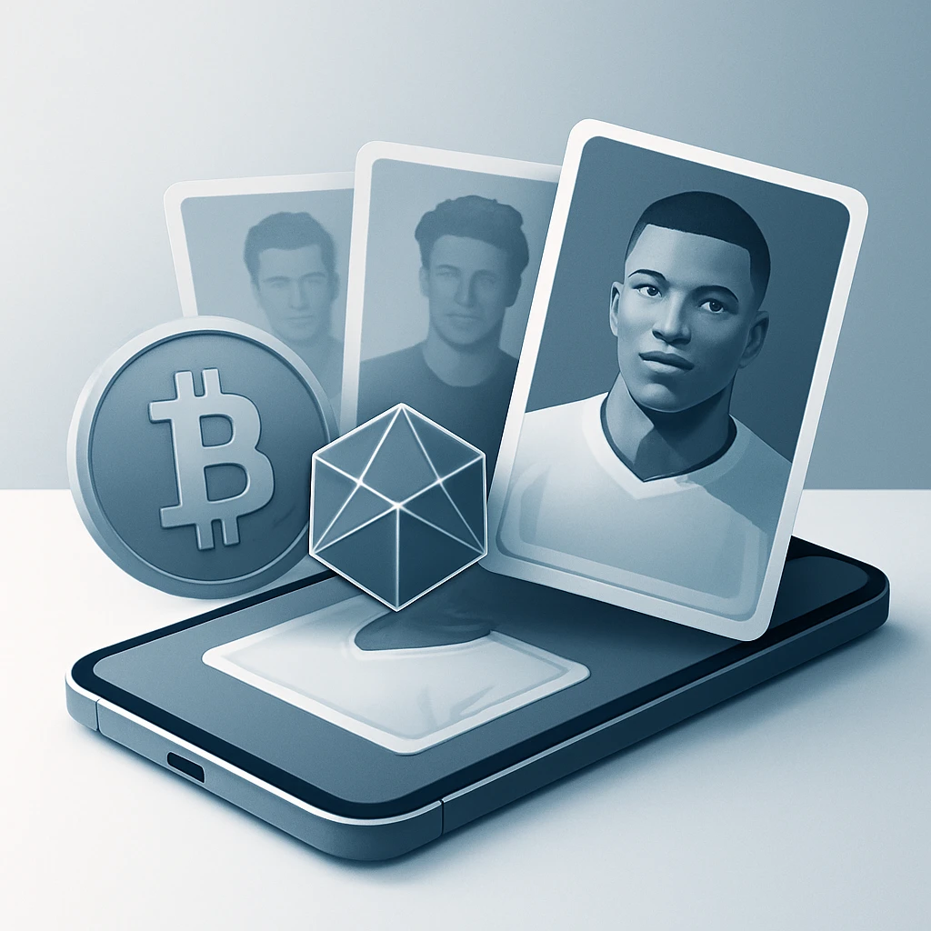 Ilustración de cromos digitales virtuales para coleccionistas online